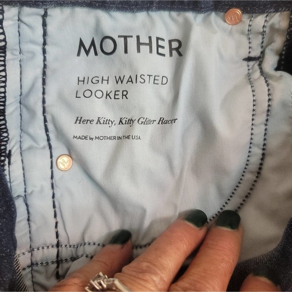 MOTHER LOOKER STRIPE ANKLE HERE KITTY GLITTER RACER SKINNY JEANS 26 - Picture 6 of 12